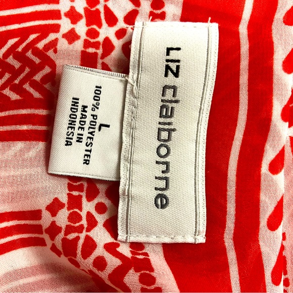 Liz Claiborne blouse, red & white, L - Picture 3 of 5